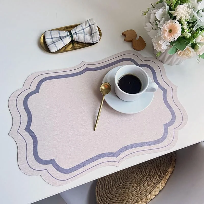 Besuche den Epinki-Store Epinki Tischset rutschfest Abwaschbar, 2er Set 30x45CM Tisch Platzset Boho Unregelmäßig Hitzebeständige aus PU Leder, Tischuntersetzer Weihnachten Hell Lila für Tisch Bar — Küche & Haushalt