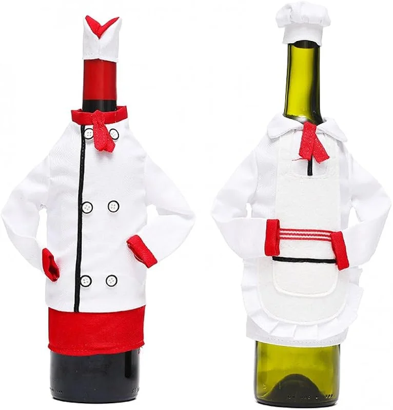 Marke: Lpitoy Chef-weinflaschenhüllen-Set, Chef-weindekoration, Chef-weinflaschenhüllen, Chef-weinhülle, Lustige Chef-Geschenke, Weingeschenk, Weihnachts-weinflaschenhülle — Wein und Festtafel