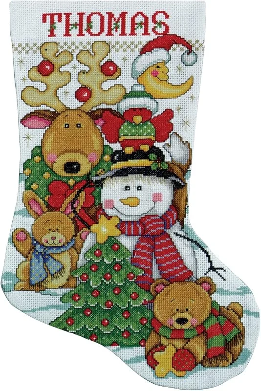 Marke: Design Works Design Works Crafts Kreuzstich Stickpackung Weihnachtsstrumpf Neue Freunde Finden, Zählmuster — Weihnachtsdeko
