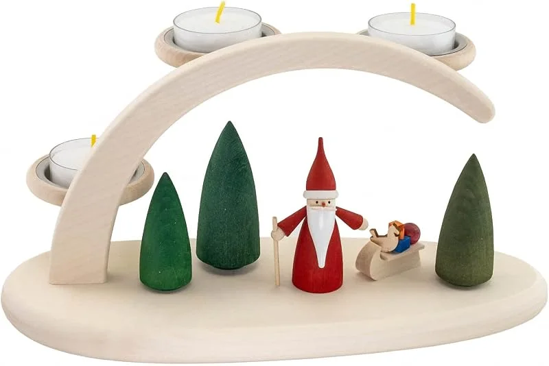 Besuche den Seiffener Volkskunst-Store Seiffener Volkskunst, Lichterbogen Schwibbogen 13x24x10 cm, Erzgebirgische Volkskunst, 15308, Natur Holz, Weihnachtswichtel — Weihnachtsdeko