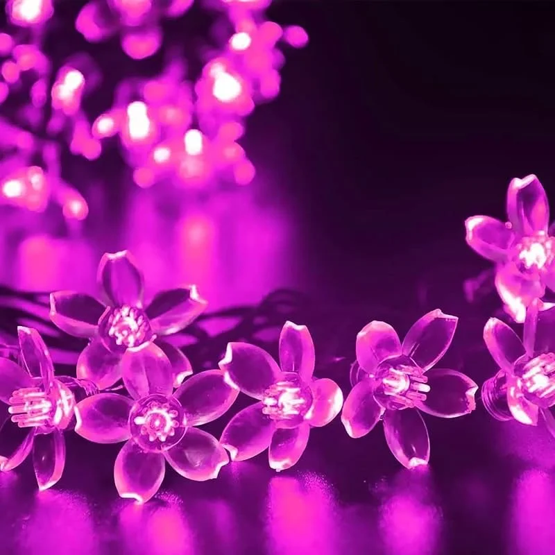 Besuche den DINOWIN-Store Solar Lichterkette Aussen 23ft, 7m 50 LED Wasserdicht Blühen Blume Kirschblüten Schnur Lichter Pfirsichblüte Solarbeleuchtung für Weihnachtsfeier Gärten Häuser Hochzeit (Rosa) — Weihnachtsbeleuchtung