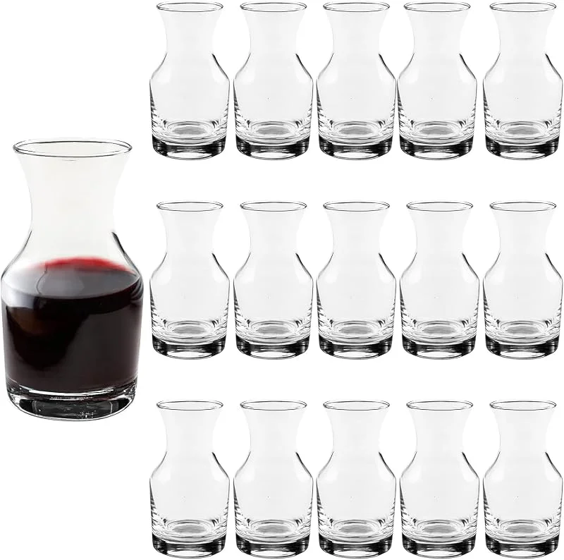 Marke: Esayendder Mini-Karaffe, Dekanter, Glaskaraffe, kleine Weingläser, 15 Stück — Wein und Festtafel