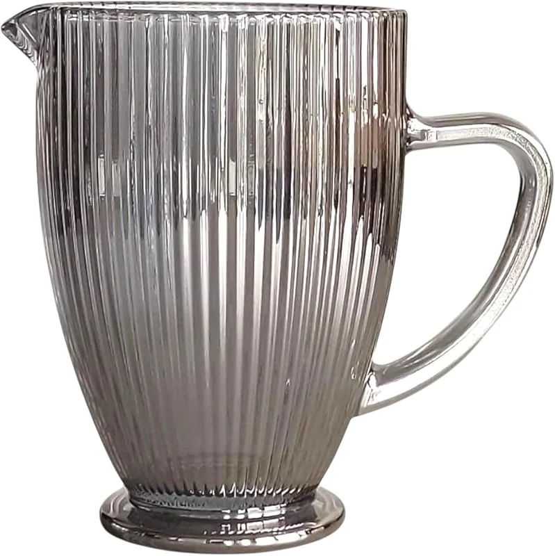 Besuche den GMMH-Store GMMH Geriffelte Karaffe, Wasserkrug, Krug mit Prägung (Linie, Grau-Glanz, 1 L) Line, Linie, Geriffelt, Ribbed, Glas, Longdrinkgläser, Cocktail Gläser, Trinkglas, Weinglas, Wasserglas, Sektgläser — Wein und Festtafel