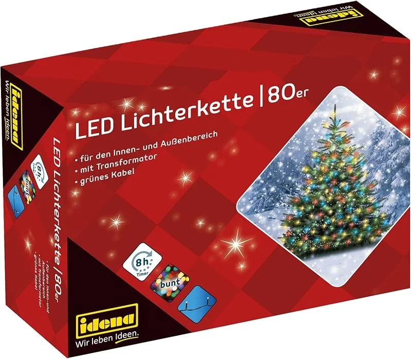 Besuche den Idena-Store Idena Lichterkette Außen & Innen 80 LEDs in Bunt, 15, 9 m — Weihnachtsbeleuchtung