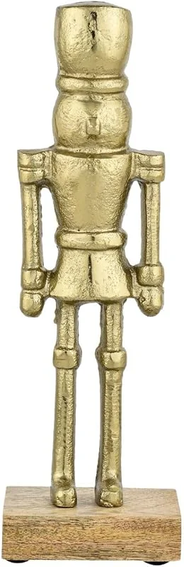 Besuche den Marrakesch Orient & Mediterran Interior-Store Dekofigur Nussknacker im Boho-Stil aus Aluminium gefertigt, Gold 22 cm — Weihnachtsdeko