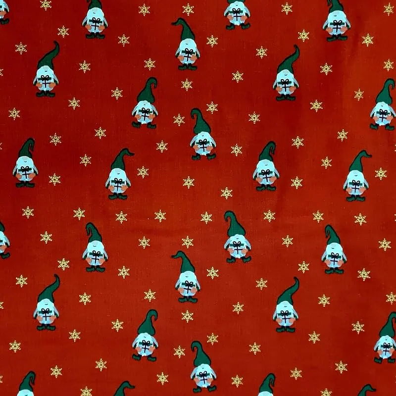 Marke: Werthers Stoffe Stoff Meterware Weihnachten 0, 5 m Sma Tomtar rot Wichtel Weihnachtsstoff nachhaltiges Geschenkpapier Dekostoff Adventskalender — Geschenkverpackung