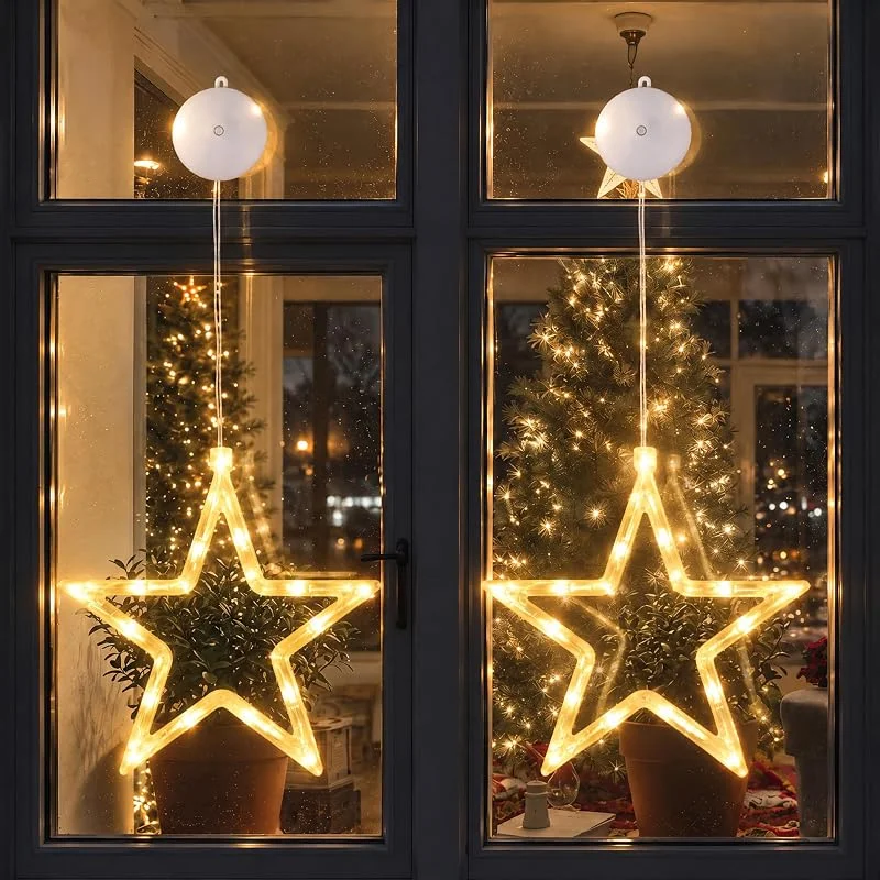 Marke: LEDYA LEDYA Stern Weihnachtsbeleuchtung, 10 LED Lichtervorhang, Warmweiß, 2 Stück — Weihnachtsdeko