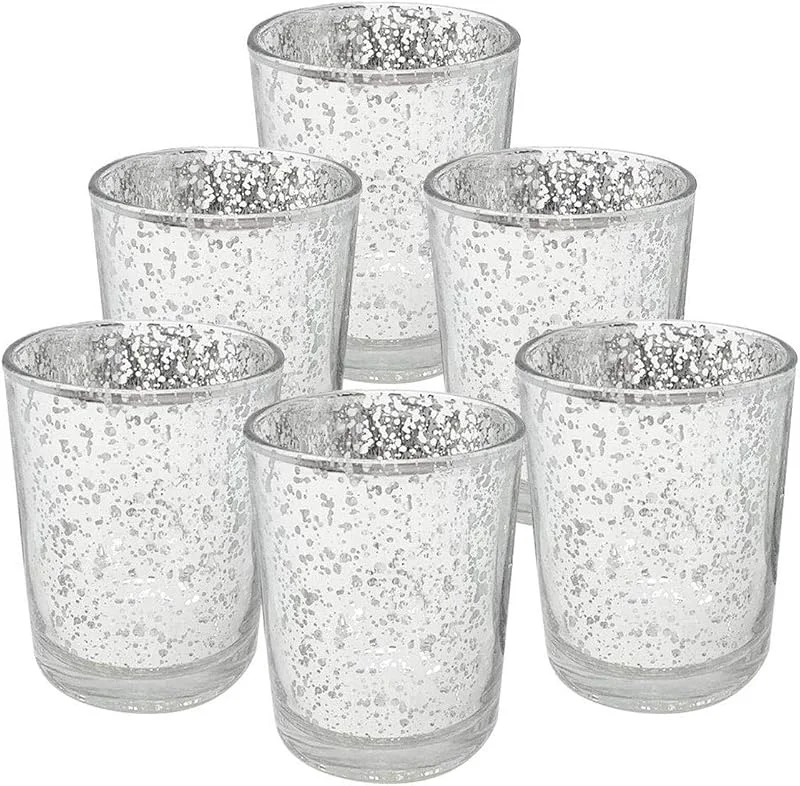 Marke: Ulalaza 6pcs Mercury Glass Votive Kerzenhalter mit Speckle fügt das perfekte Ambiente für Hochzeiten Geburtstag Jubiläum — Kerzenlicht Abendessen