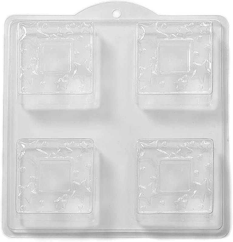 Marke: World Of Moulds 4 Mulden quadratisch mit Stars Form für Seife, Badebomben M38 x 5 — Weihnachtskueche