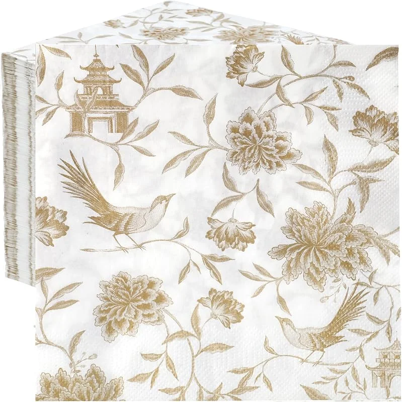 Besuche den Talking Tables-Store Table Fun Papierservietten, weich, goldfarben, Chinoiserie, 2-lagig, 33 cm, goldene Einweg-Party-Servietten für Geburtstage, elegante Hochzeitsservietten, hübsches Geschirr für Jubiläen und Teepartys — Advent und Tisch