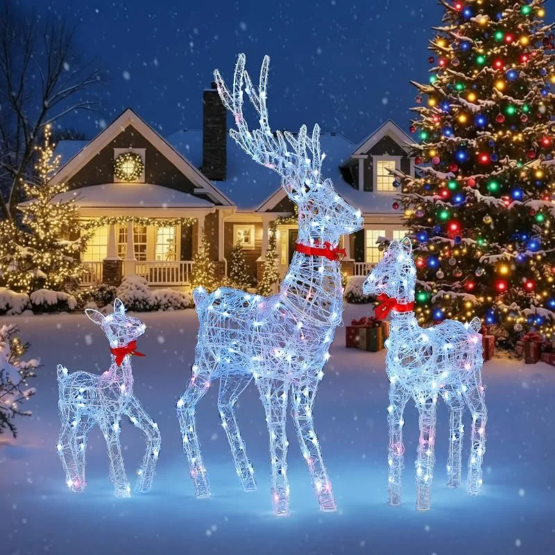 Besuche den YITAHOME-Store YITAHOME 3-teiliges LED Rentier Familie, Beleuchtete Weihnachtsdekoration mit Fernbedienung, 210 LEDs mit 89 Modi, abnehmbarem Geweih und Halsteil, Weihnachtsbeleuchtung für drinnen und draußen