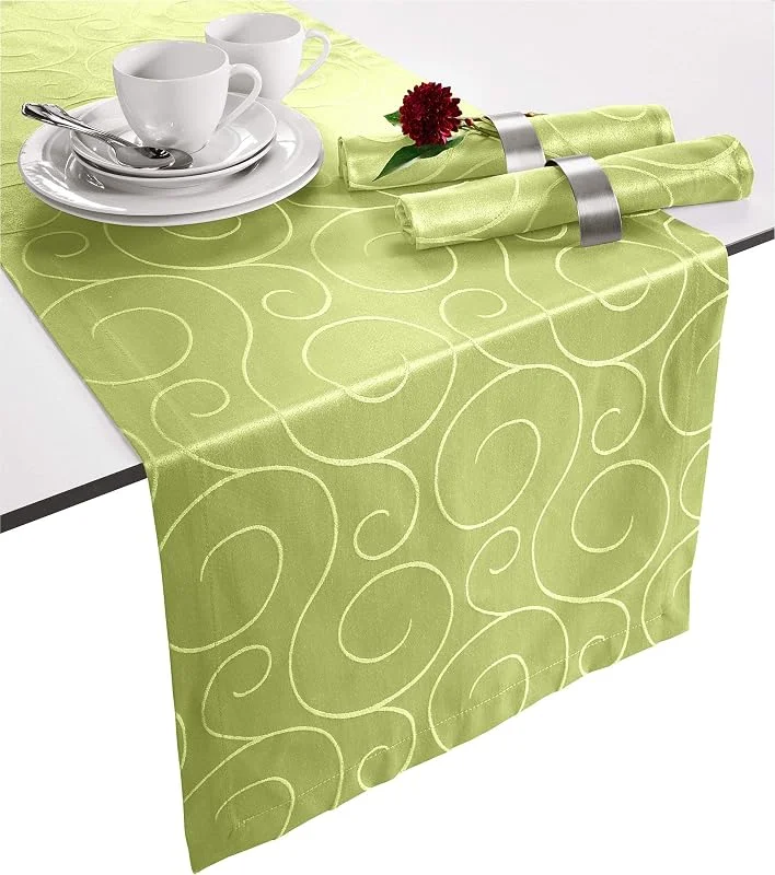 Besuche den Erwin Müller-Store Erwin Müller Tischläufer, Tischdecke Oberhausen, Jacquard Ranken grün Größe 40x170 cm - pflegeleicht, bügelleicht, mit Kuvertsaum — Küche & Haushalt