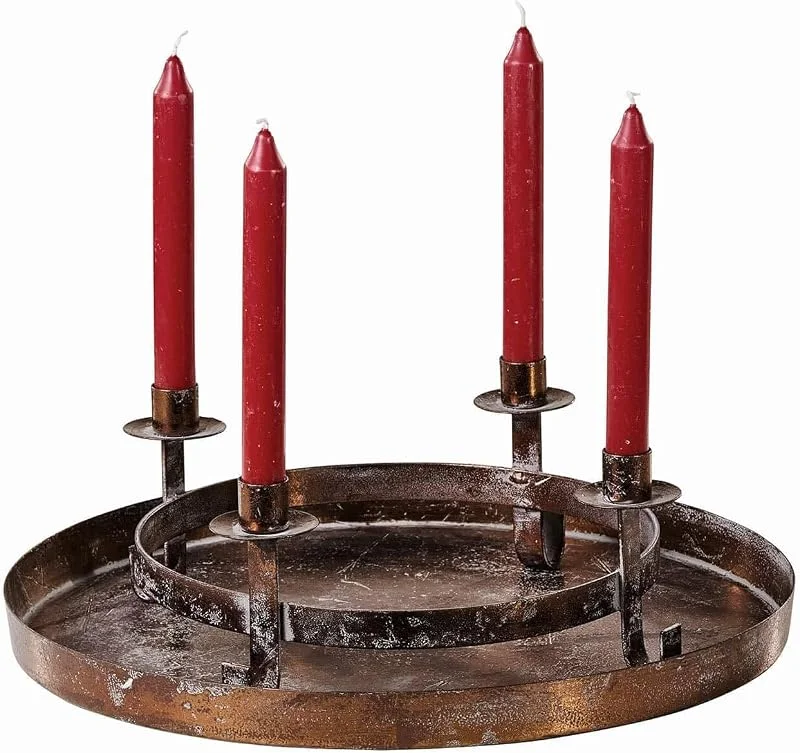 Besuche den Loberon-Store LOBERON Kerzenkranz mit Tablett Ivremont, antikkupfer — Advent und Tisch
