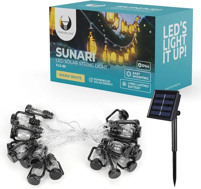 Besuche den FOREVER-Store FOREVER Light Solarbetriebene 30 LED-Laterne SUNARI FLS-86, 600mAh Li-Ion, 6, 5Meter Solar Lichterkette Außen, Wasserdicht, Solarbetriebene Lichterkette Weihnachtsdekoration Dekoration Halloween — Weihnachtsbeleuchtung