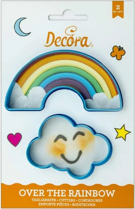 Marke: Decora Decora 0255077 AUSSTECHER AUS KUNSTSTOFF REGENBOGEN UND WOLKE 2-TLG — Weihnachtskueche