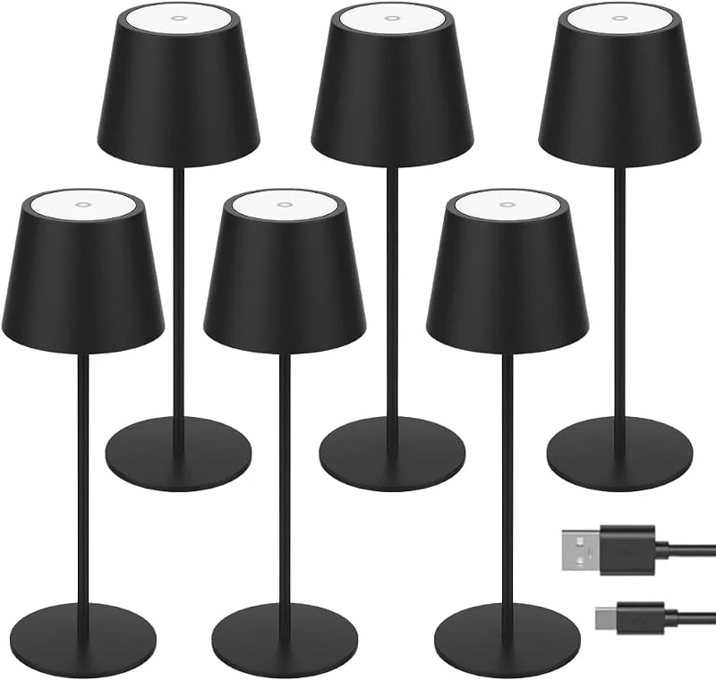 Marke: LUXULA LUXULA Dimmbare LED Tischlampe mit Akku und Touchfunktion - 3 Lichtfarben CCT - Kabellos - Indoor & Outdoor - IP44 - USB - Tischleuchte Außen Camping - 6er Set — Kerzenlicht Abendessen
