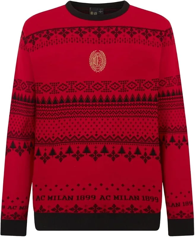 Besuche den A.C. Milan-Store AC Milan - Weihnachts Sweater, Weihnachts Pullover aus Weicher und Bequemer Baumwolle, Offizielles Produkt — Weihnachtsmode