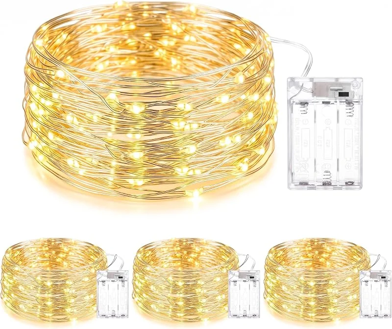 Besuche den kolpop-Store kolpop [4 Stück LED Lichterkette Batterie, 5m 50er Micro LED Lichterkette Draht Innen Batteriebetrieben Lichterketten für Zimmer für Party Weihnachtsbaum Halloween Hochzeit Deko(Warmweiß) — Weihnachtsbeleuchtung