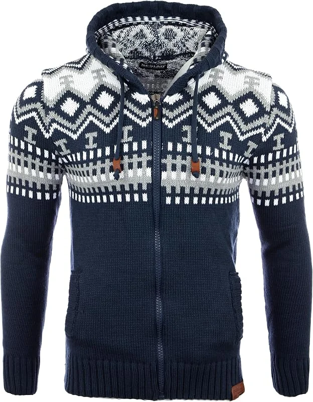 Besuche den Reslad-Store Reslad Herren Grobstrick Norweger Pullover Winter Strickjacke Kapuzenpullover RS-3104 — Weihnachtsmode