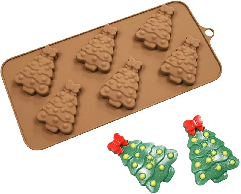 Marke: Generisch Weihnachtsbaum-Formen, Silikon, 6 Mulden, antihaftbeschichtet — Weihnachtskueche