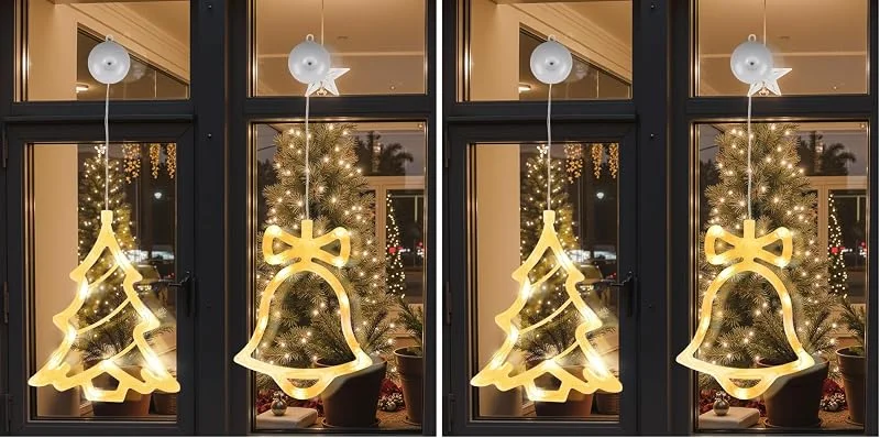 Marke: LEDYA LEDYA LED Weihnachtsbaum Weihnachtsbeleuchtung, 2 Stück, 10 LED Lichtervorhang, Warmweiße Lichterkette, Batteriebetrieben mit Saugnapf & Timer, Fenster Lichterkette für Weihnachtsdeko, Party, Hochzeit