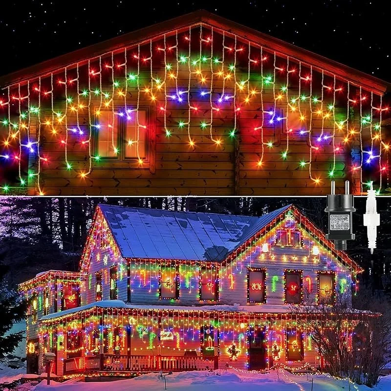 Besuche den GlobaLink-Store GlobaLink bunte Eisregen-Lichterkette 20M 800LED mit Timer — Weihnachtsbeleuchtung