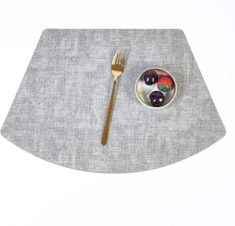 Besuche den Epinki-Store Epinki 2er Set Tischset Abwaschbar Sektor 31.5x48CM, PU Leder Platzdeckchen Abwaschbar Vintage Gewebt Muster Anti-Rutsch, Tischuntersetzer Abwaschbar Grau für Speisetisch Platz-Matten — Küche & Haushalt