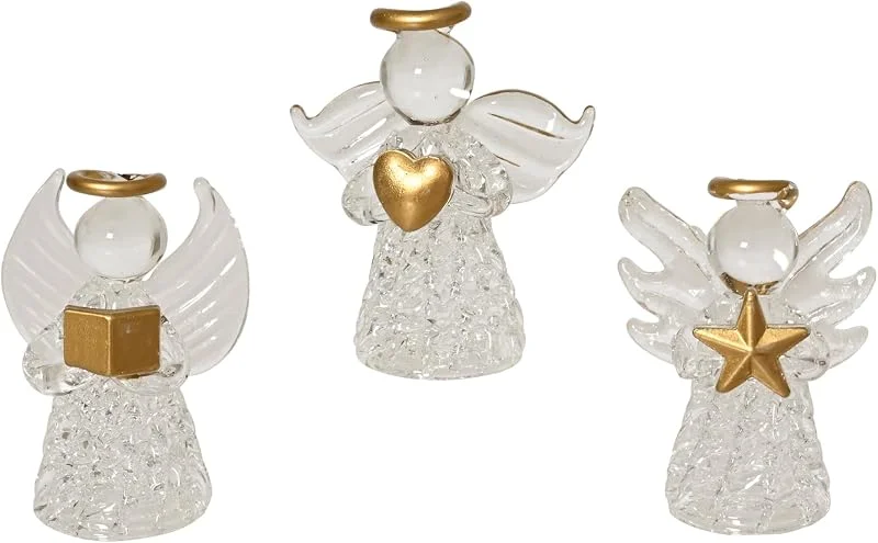 Marke: Decoris Christbaumschmuck Glas Engel 4cm 3er Set sortiert Klar transparent — Weihnachtsdeko
