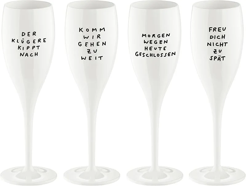 Besuche den Koziol-Store Koziol CHEERS No.1 Gläserset, Sektgläser 100 ml, 4er-Set, Kunststoff, mit originellem Spruchmotiv, bruchfest, wiederverwendbar, Party, Silvester, Hochzeit, JGA (SPRUCHREIF) — Wein und Festtafel