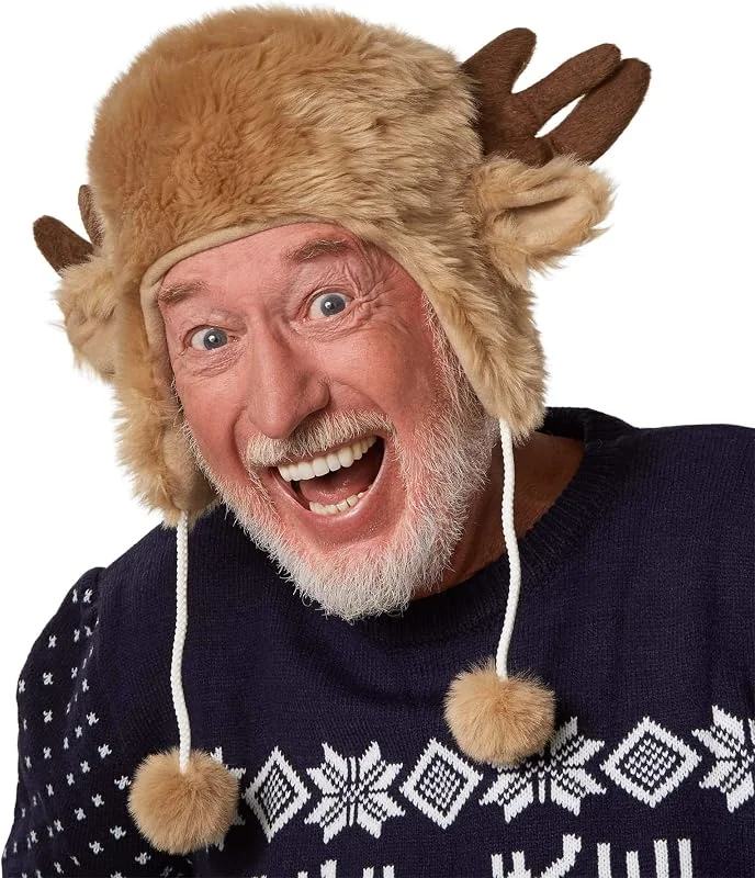 Marke: dressforfun dressforfun 303998 Unisex kuschelige Weihnachtsmütze in Felloptik, mit Rentier Geweih und Ohren, braun — Weihnachtsmode
