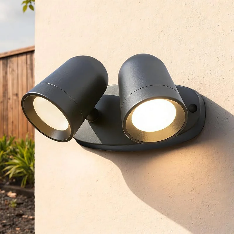 Besuche den JNR-Store JNR Aussenlampe Wand, Doppel Strahler 330°Schwenkbar Anthrazit Grau — Weihnachtsbeleuchtung