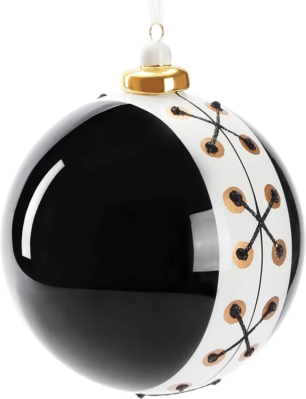 Besuche den BRUBAKER-Store BRUBAKER Premium Weihnachtskugel Smoking Schwarz und Weiß - 10 cm Baumkugel — Weihnachtsdeko