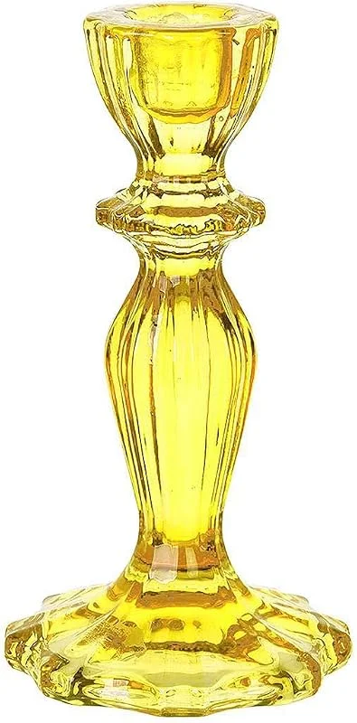 Besuche den Talking Tables-Store Talking Tables – Gelber Glas-Kerzenhalter, Dekorativer Stabkerzenständer, Elegante Tischdekoration, Osterdeko, Sommergeburtstag, Garten, Hochzeit — Kerzenlicht Abendessen