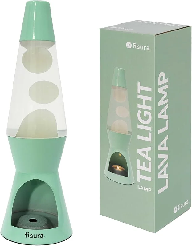 Besuche den FISURA-Store FISURA - Lavalampe Mit Kerze, Ohne Strom. Minz-Weiße, Umweltfreundliche Lampe. Originelles Geschenk. 29 cm x 8, 5 cm (Kerze Nicht Enthalten) — Kerzenlicht Abendessen