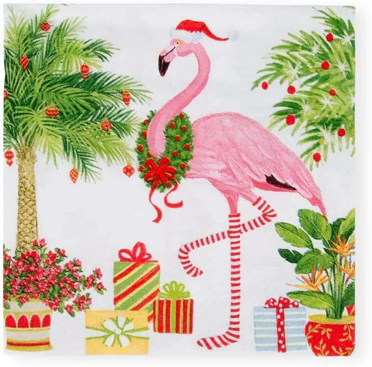 Marke: Caspari Caspari Cocktail-Servietten, weihnachtliches Flamingos-Papier, 20 Stück pro Packung — Geschenkverpackung