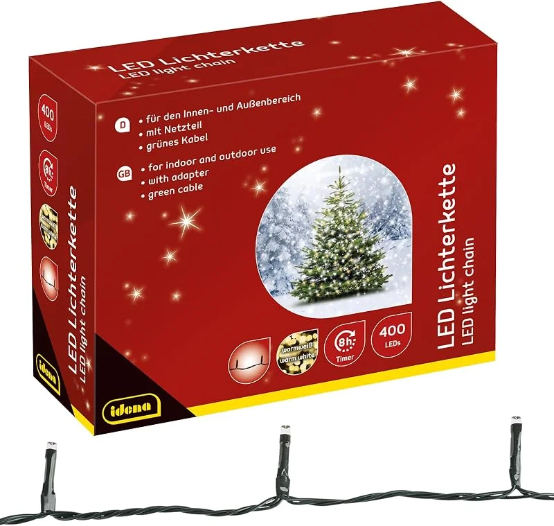 Besuche den Idena-Store Idena Lichterkette Außen & Innen 400 LEDs in Gold-Gelb, 47, 9 m — Weihnachtsbeleuchtung