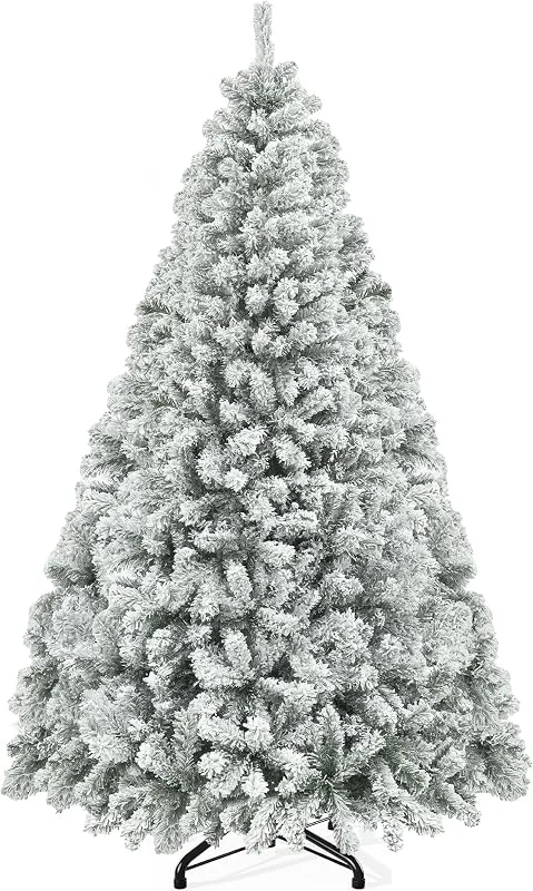 Besuche den YITAHOME-Store YITAHOME 180cm Künstlicher Weihnachtsbaum mit Schnee, ca. 880 Spitzen Tannenbaum mit Klappsystem-Rahmen & Faltbarem Metallständer, Schnellaufbau für Zuhause Büro Geschäfte, 182 x Φ95cm — Weihnachtsdeko