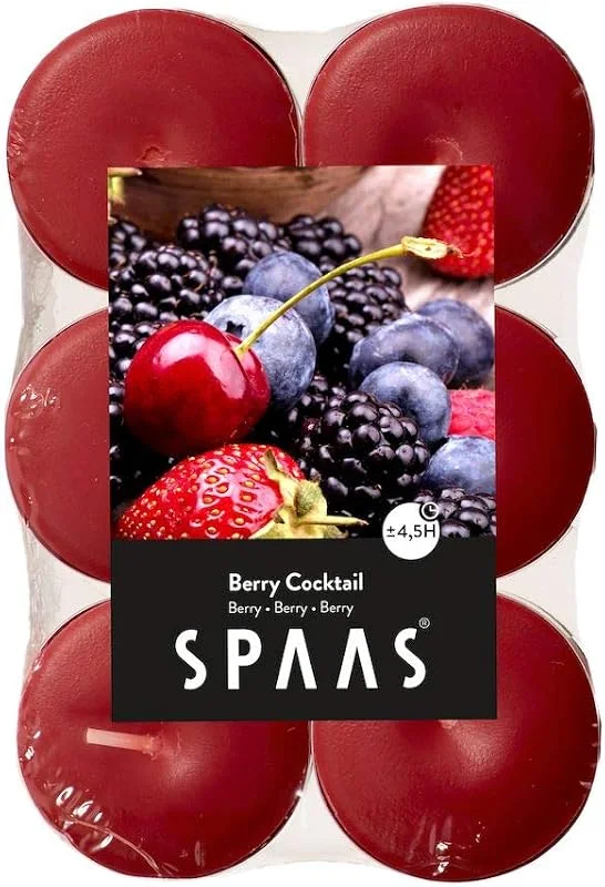 Besuche den Spaas-Store Spaas 10 x 12 Duft-Teelichter in flacher Packung, 4, 5 Stunden, Berry Cocktail — Kerzenlicht Abendessen