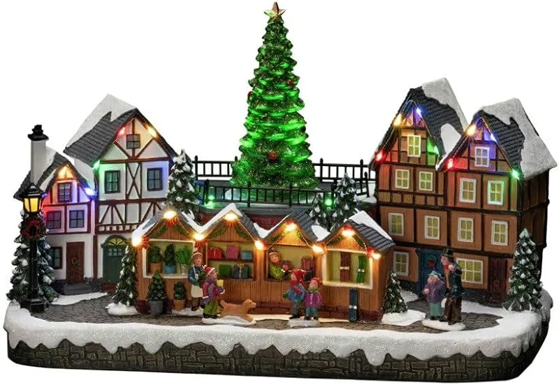 Besuche den Konstsmide-Store Konstsmide LED Szenerie Weihnachtsmarkt, mit Musik, 28 Dioden, 4, 5V Innentrafo, batteriebetrieben, schwarzes Kabel - 4236-000 — Weihnachtsdeko