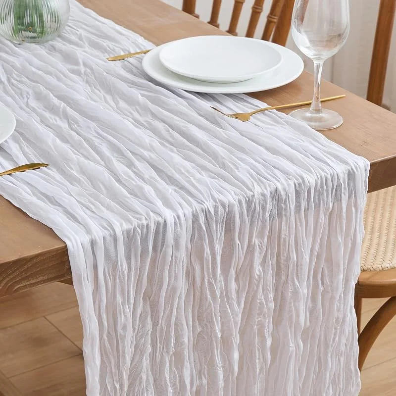 Marke: Asee'm Asee'm Tischläufer Seihtuch, 3 m, elfenbeinfarben, Boho-Gaze-Stoff, rustikal, durchscheinend, Käsetuch, Läufer für Hochzeit, Brautparty, Party, Dekoration — Advent und Tisch