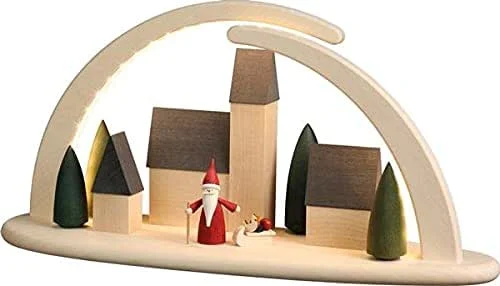 Besuche den Rudolphs Schatzkiste-Store Rudolphs Schatzkiste Schwibbogen Nachtwächter mit Stab und LED Beleuchtung BxHxT 42x21x13cm NEU Lichterbogen Fensterbogen Spitzbogen Erzgebirge Weihnachten Bergbau Bergmann Licht Holz Dekoration — Weihnachtsdeko