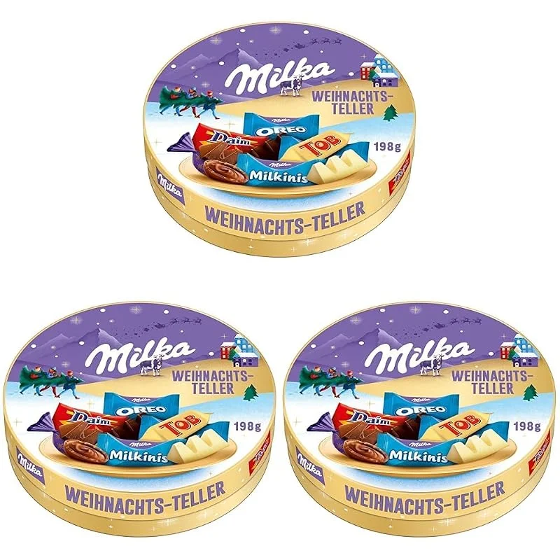 Besuche den Milka-Store Milka & Friends Weihnachts-Teller 1 x 196g I Weihnachtsschokolade Mix Einzelpackung I Weihnachts-Geschenk Schokolade I Süßigkeiten zu Weihnachten aus 100% Alpenmilch Schokolade (Packung mit 3) — Geschenkverpackung