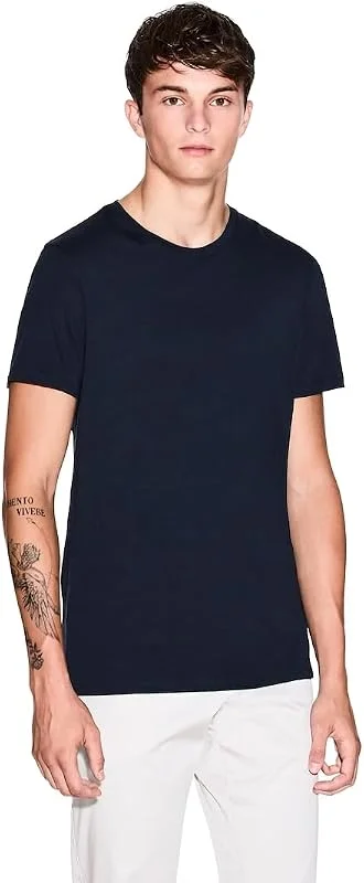 Armani Exchange Herren Pima Small Logo T-Shirt, Blau, M — Weihnachtsmode