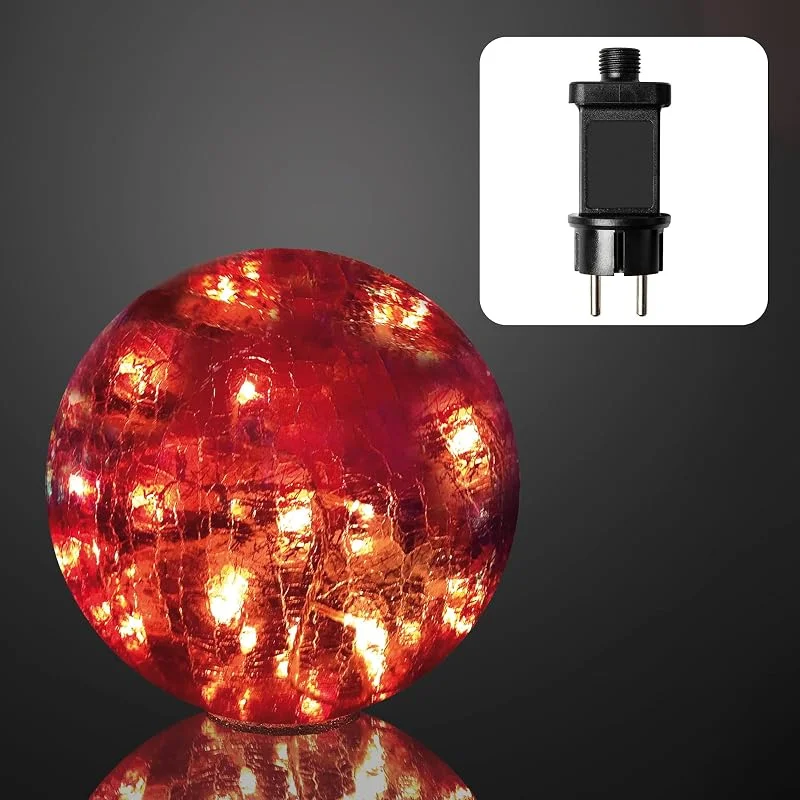 Besuche den hellum-Store hellum LED Glaskugel Rissoptik rot, Ø25cm, für außen mit Trafo, 24 LED — Weihnachtsbeleuchtung
