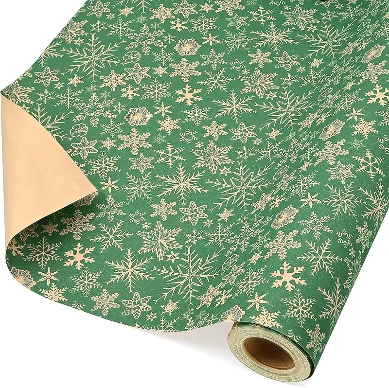 Marke: ADQUATOR ADQUATOR Weihnachts-Geschenkpapier – 12 m x 43 cm, Kraftpapier, grüne Schneeflocke, Geschenkpapier für Kinder, Jungen und Mädchen, Geburtstag, Weihnachten — Geschenkverpackung