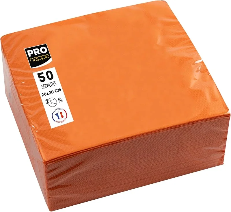 Marke: Pro Nappe Pronappe 50 Servietten Mikrogeprägtes Papier 20x20cm 2 Lagen Orange — Advent und Tisch