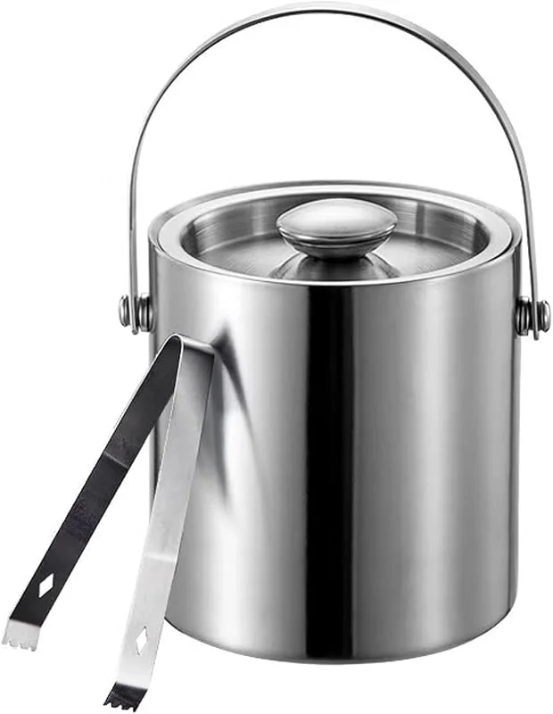 Marke: Lijiaxiuyc-101 eiskübel Home Eiskübel aus Edelstahl mit Griff, verdickter, doppelwandiger, isolierter Eiskübel mit Deckel und Zange, Eiskübel for Partys sektkübel(2L) — Küche & Haushalt