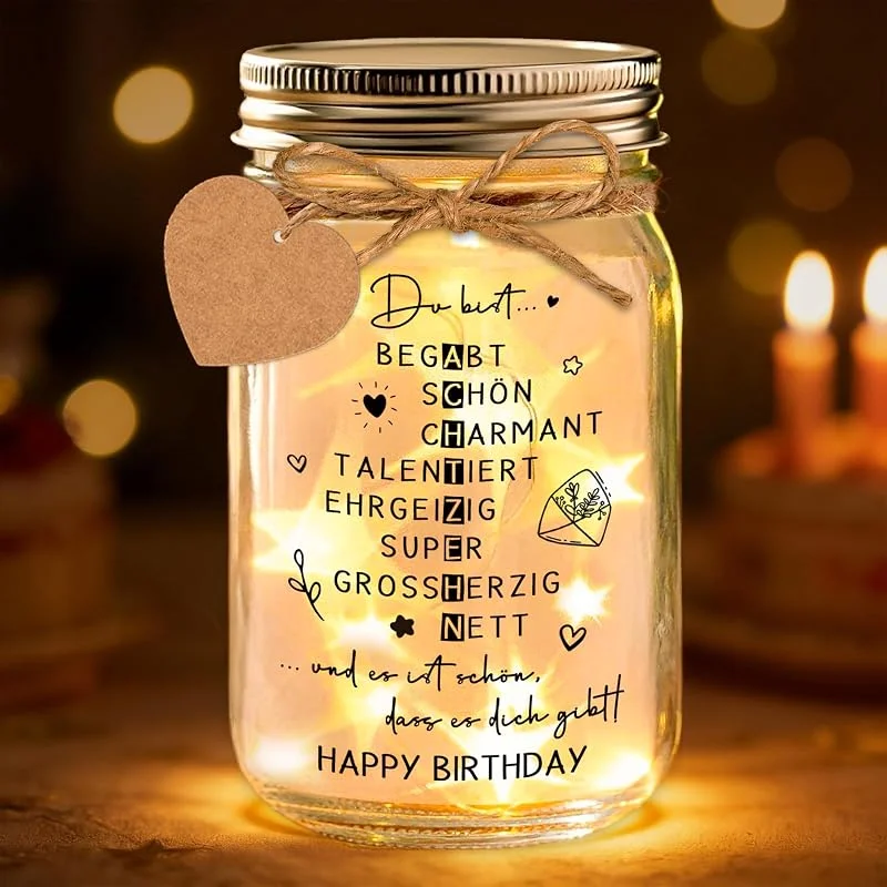 Marke: Leboria 18. Geburtstag Mädchen Junge, Ideen Geldgeschenke Geburtstag 18 - LED Flaschenlicht mit Lobwörter & Geburtstagskarte 18, Geschenk zum 18 Geburtstag Mädchen Junge, Geschenke für 18 Jährige Jungen — Kerzenlicht Abendessen
