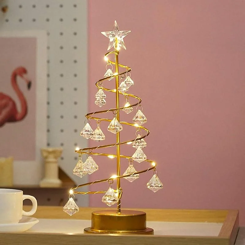 Marke: Ulalaza LED Acryl Kristall Anhänger Weihnachtsbaum Lichter Geburtstag Dekoration Tischlampe Schlafzimmer Kupferdraht Nachtlicht Energieeffizient Langlebig — Kerzenlicht Abendessen
