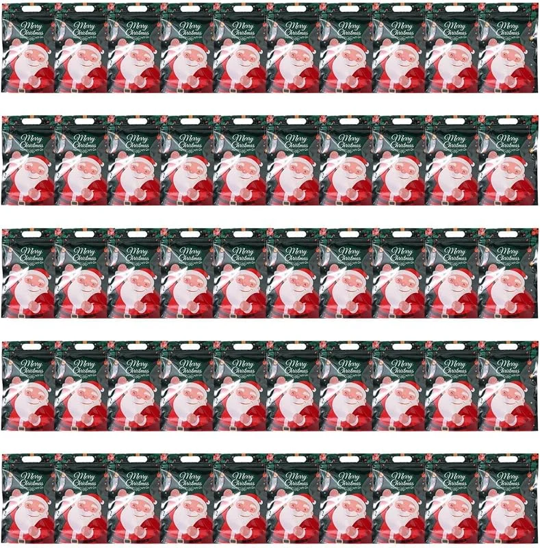 Marke: Generisch Weihnachtliche Leckerli-Tüten, 50 Stück, wiederverschließbar — Geschenkverpackung
